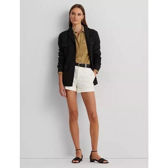 Lauren Ralph Lauren Black Belted Jacket Cotton Linen Herringbone New MSRP $365 - Picture 3 of 11